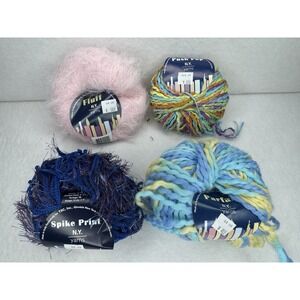 N.Y. Yarns Mixed Yarn Lot Fluff Parfait Spike Print Push Pop Multicolor Textured